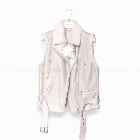 Brunello Cucinelli Jackets & Blazers - Brunello Cucinelli Women's Vest Fur Jacket Shearling Moto Leather Size 40 S